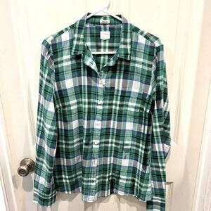 J. Crew factory Green and Blue Plaid Perfect Shirt size large
